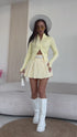 Corrugated shorts + belt GIFT "AMĒLIJA" - light yellow PRE-ORDER